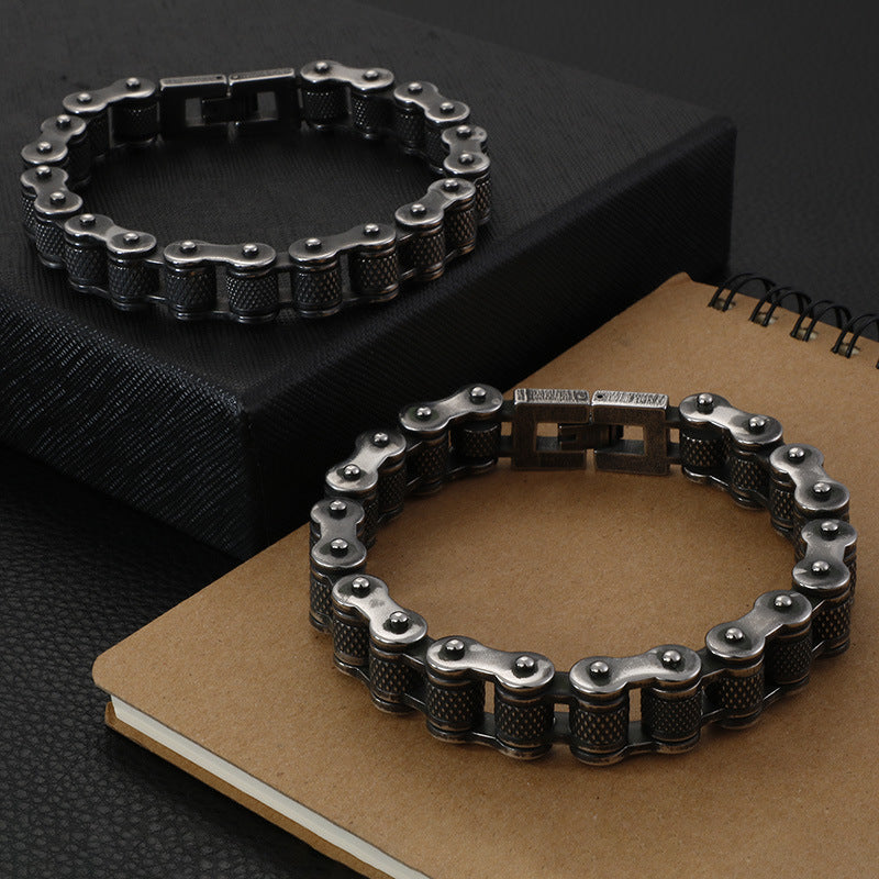 Black Bike Bracelet Men 22cm Stainless Steel Bike Chain Accessories - CIVIBUY