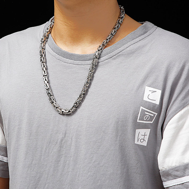 Mens Silver Tone Stainless Steel Hip Hop Miami Chain Curb Cuban Link Rapper Necklace - CIVIBUY