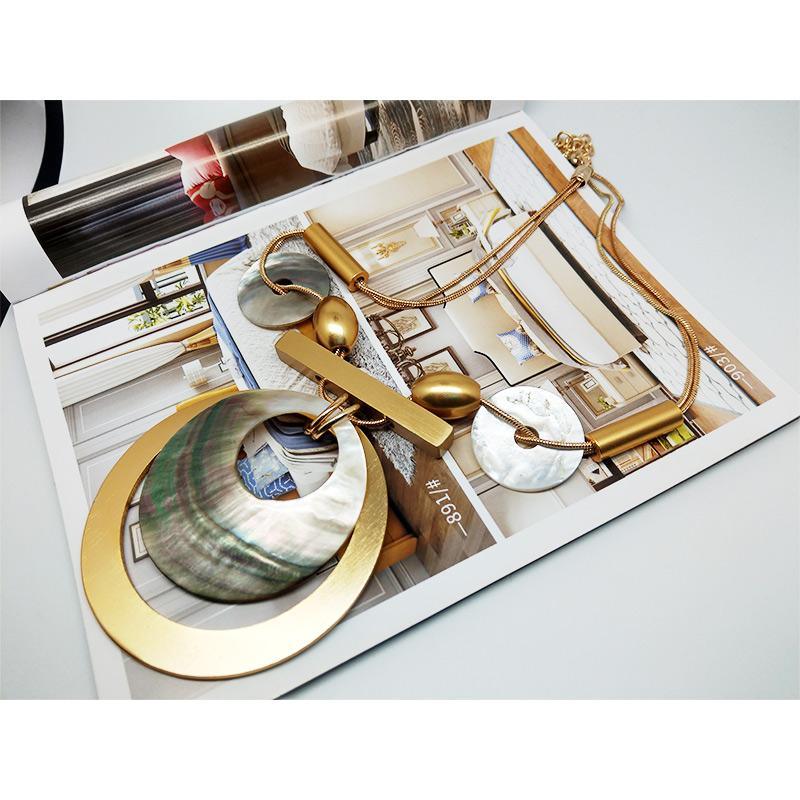 Fashion Jewlery Hand-polished shells Gold and steel chain Women Necklace gift for women，party dress necklace - CIVIBUY