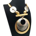 Fashion Jewlery Hand-polished shells Gold and steel chain Women Necklace gift for women，party dress necklace - CIVIBUY