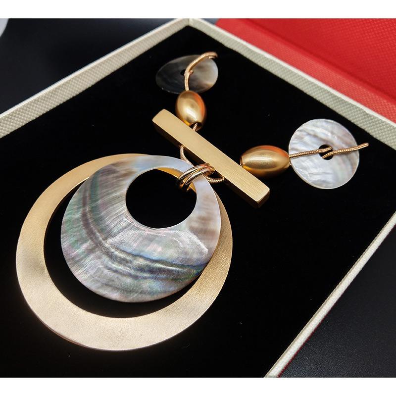 Fashion Jewlery Hand-polished shells Gold and steel chain Women Necklace gift for women，party dress necklace - CIVIBUY
