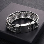 Gothic Skull Bracelets For Men Steel Shiny Skull Link Chain - CIVIBUY