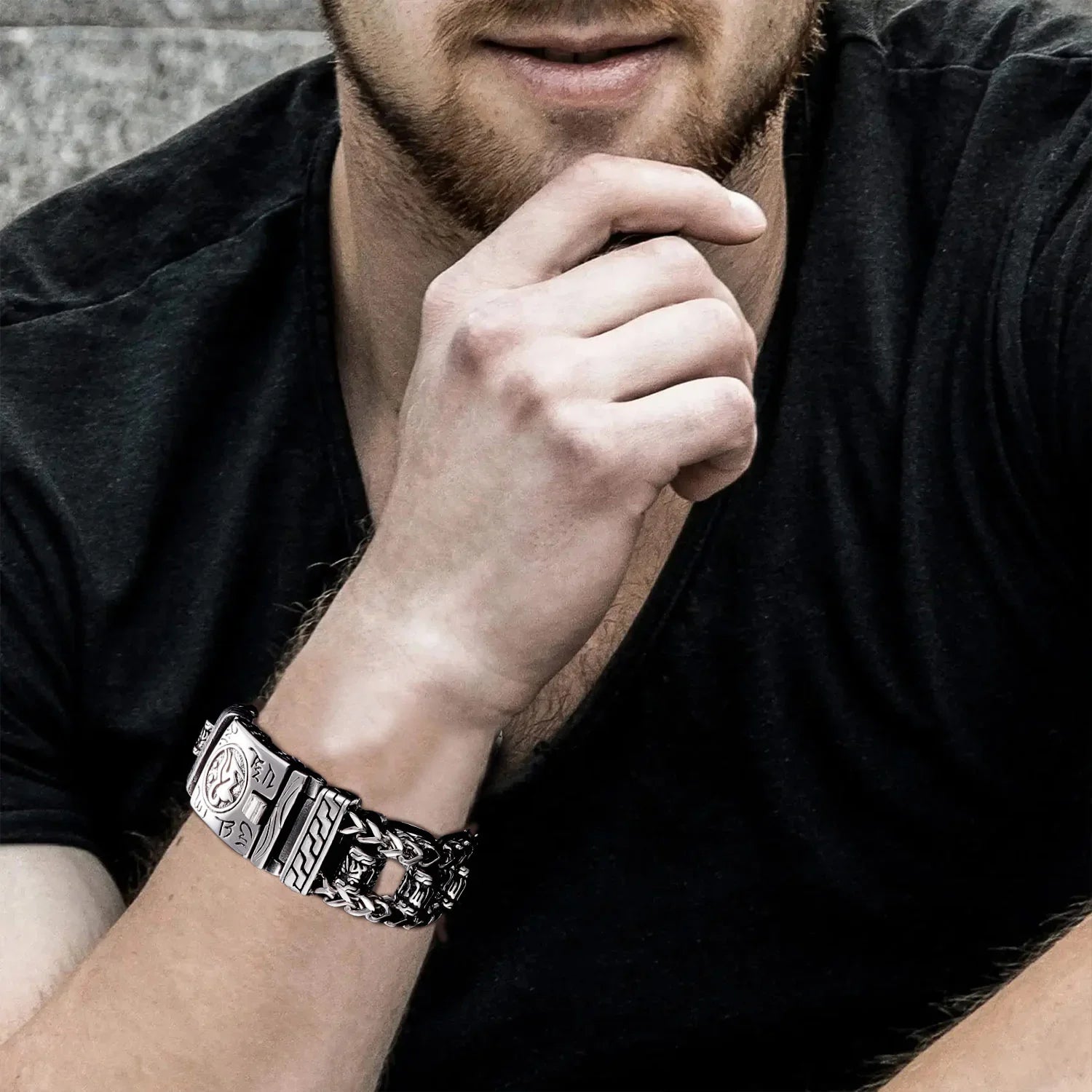 Seal Spell Bracelets For Men Steel Viking Link Chain - CIVIBUY