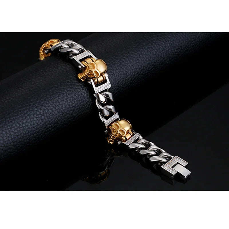 Viking Bracelet punk skull with zircon men's bracelet GF-G22 - CIVIBUY