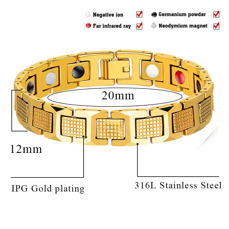 Mens Magnetic Bracelets for Arthritis Pain Relief Gold Bracelet ANG-A06 - CIVIBUY