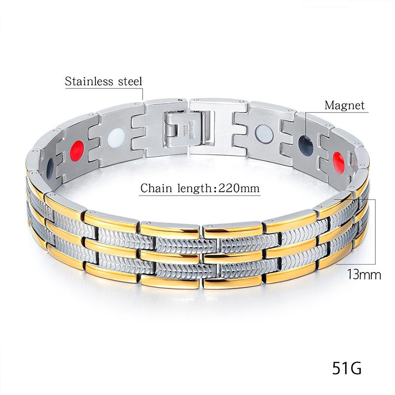 Powerful Mens Stainless SteelMagnetic Bracelet for Arthritis Benefits ANG-A74 - CIVIBUY