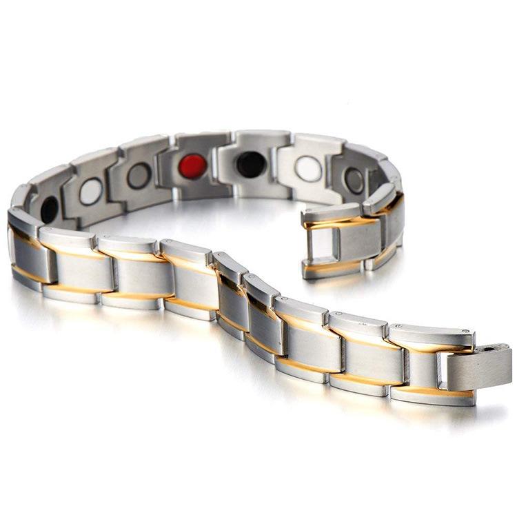 Golf Bracelet  Mens Gold Black Power Bracelet with Magnets for Arthritis Pain Relief KC-G24 - CIVIBUY