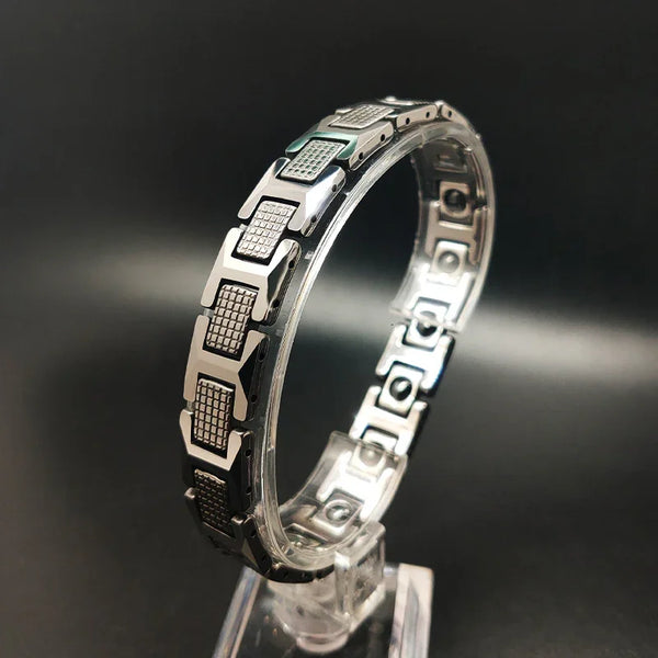 Therapy Pain Relif Chain Polished Tungsten Magnetic Bracelet for Men's Arthritis