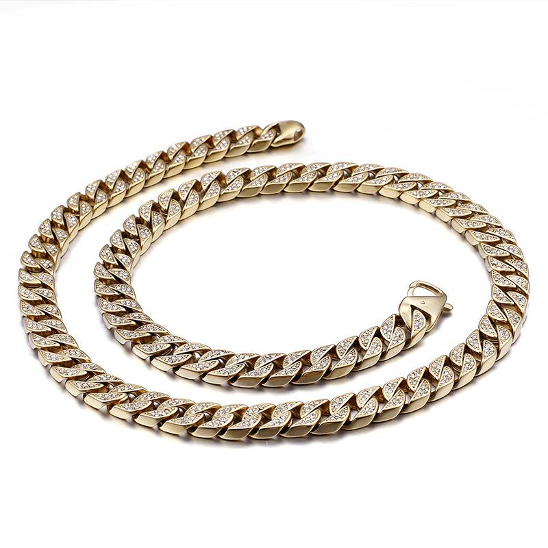 HipHop Stainless steel jewellery All diamonds Men Bracelet necklace Cuban chain - CIVIBUY