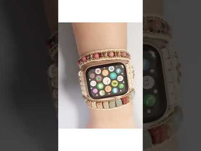 Apple Watch 8 Band Women Retro Mixed Natural Stone Jewelry Multi Wrap Bracelet