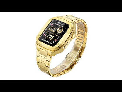Roestvrijstalen Apple Watch Case Compatibiliteit Apple Watch 7/8 45 mm, GOUD