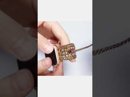 Handmade Black Stone Watch Bracelet Handmade Beaded Watch Strap for Apple Watch