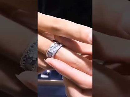 Draai ring zilver strass bruiloft verlovingsband ring voor mannen 8 mm spinner ring