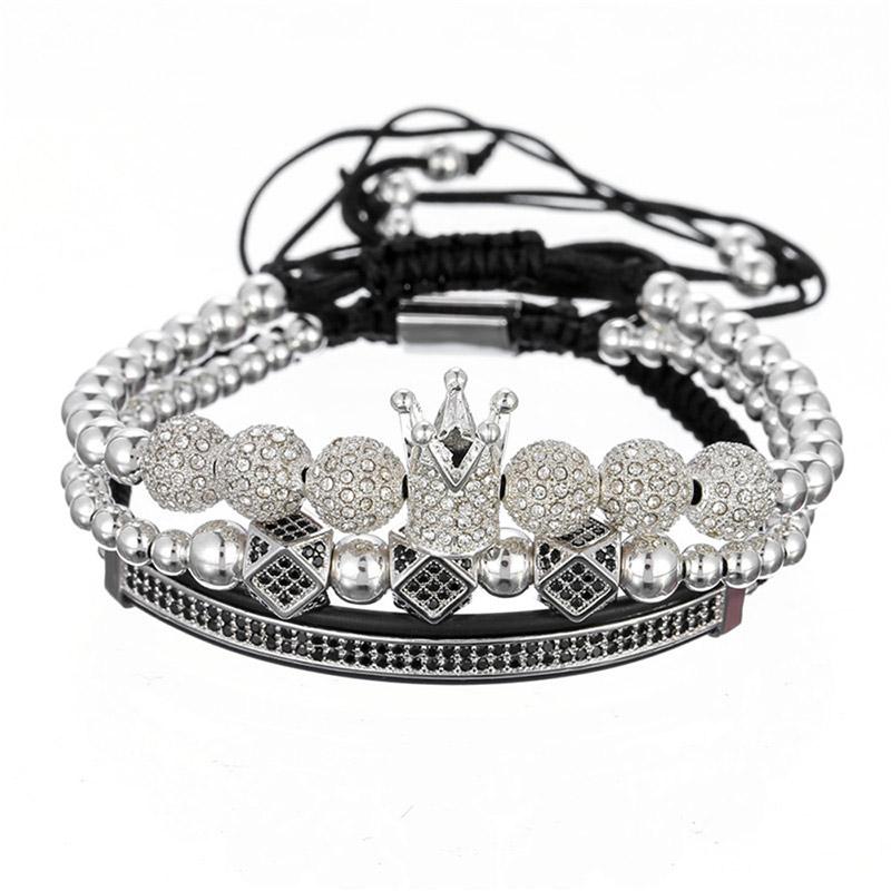 Imperial Crown King 18 K Gold Beads Bracelet Luxury Charm Fashion Jewelry - CIVIBUY