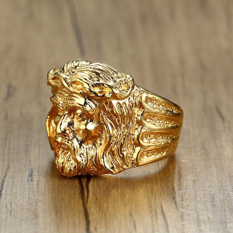 Jesus Head Ring Gold Rings Mens Rings - CIVIBUY