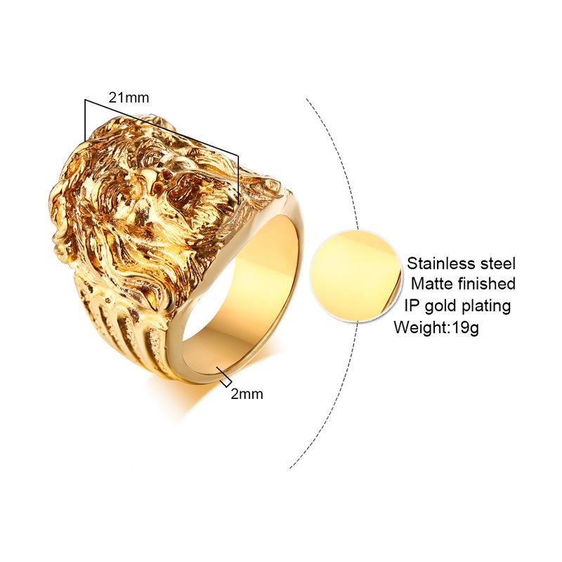 Jesus Head Ring Gold Rings Mens Rings - CIVIBUY