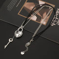 Crystal heart lock necklaces boho ladies chunky Leather necklace for women【wholesale】 - CIVIBUY