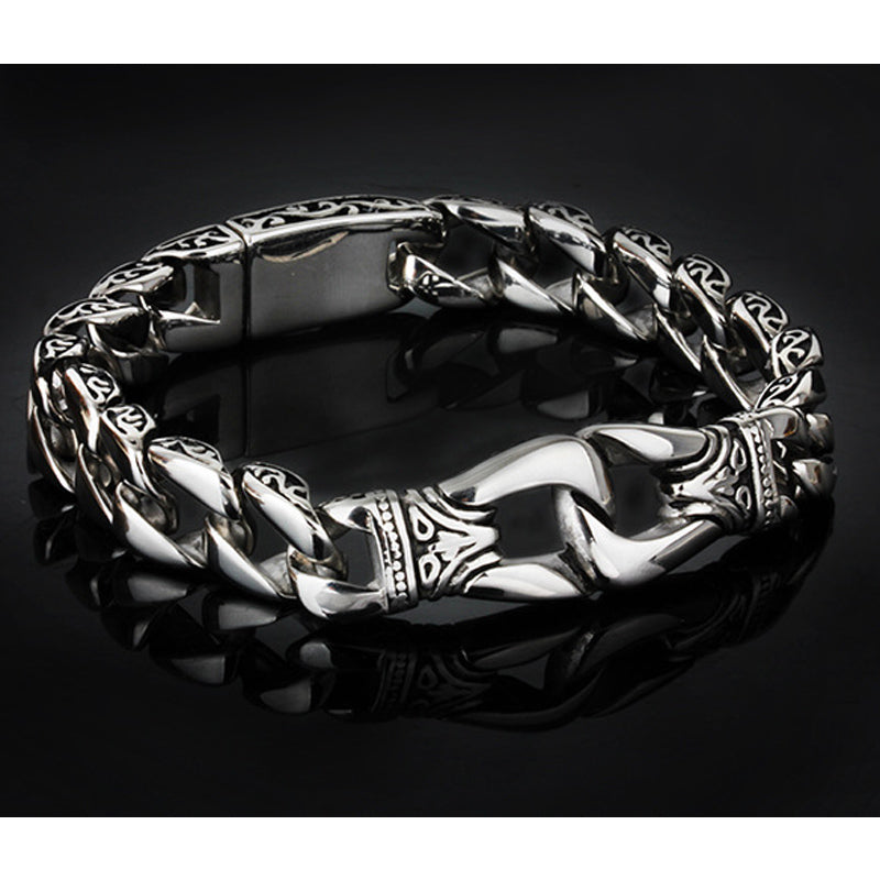 Stainless Steel Men's link Bracelet Silver 9 Inch For Gift - CIVIBUY