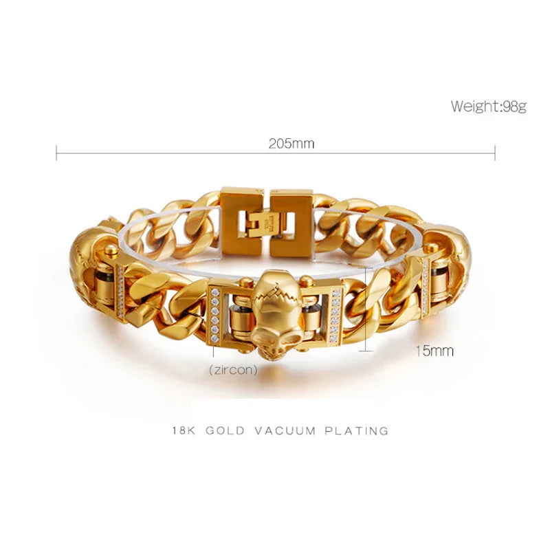 Viking Bracelet punk skull with zircon men's bracelet GF-G22 - CIVIBUY