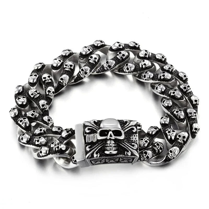 Viking Bracelet punk skull mens bracelet viking bracelet men silver - CIVIBUY