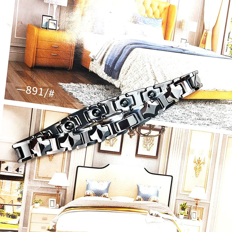 Therapy Pain Relif Chain Polished Tungsten Energy Magnetic Bracelet for Men's Arthritis - CIVIBUY