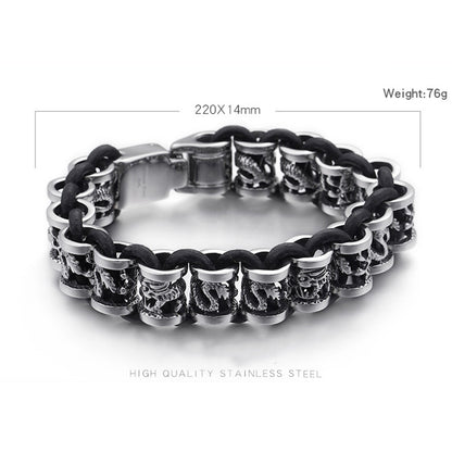Limited Leather men's  steel bracelet TTK-S36 Free shipping - CIVIBUY