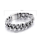 Men’s stainless steel Cuban link chain bracelet – heavy-duty silver tone biker jewelry, durable masculine fashion accessory gift