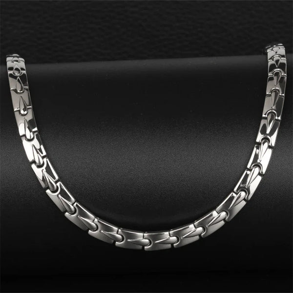 Blood Circulation Necklace Pain Relif Chain Magnetic Jewelry Silver Necklace ,Silver