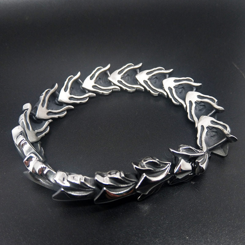 Silver viking bracelet Stainless steel Wolf Bracelet for Men N284F - CIVIBUY