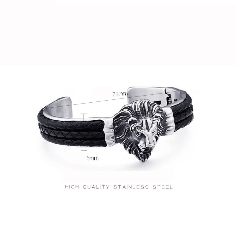 Lion Head Men's Titanium Steel Bracelet N2E-G03 - CIVIBUY