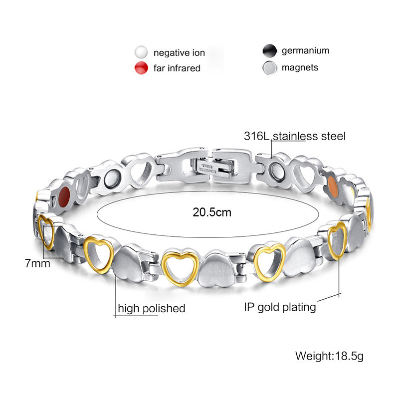 Magnetic Therapy Bracelet Magnet Bracelets for Women Arthritis and Joint Pain Silver Gold - CIVIBUY
