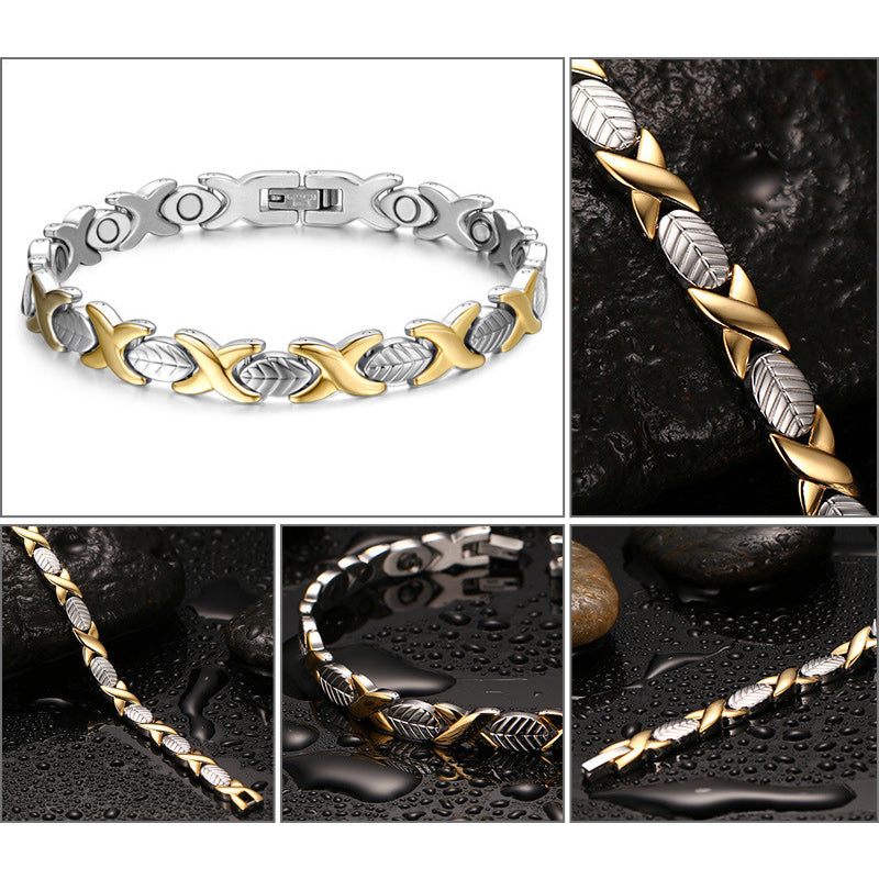 Titanium Stainless Steel Magnetic Therapy Bracelet Health Care Gift for Womens KC-G16 - CIVIBUY