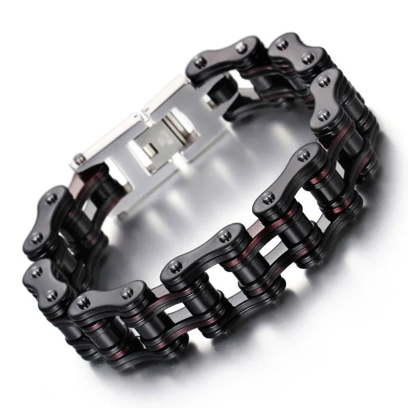 Red and black Bicycle stainless steel men's Bracelet - CIVIBUY