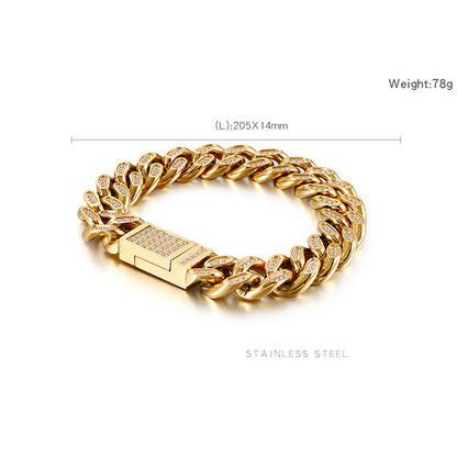 Zircon Cuban link bracelet Rap bracelet Men's charm gold bracelet for men - CIVIBUY