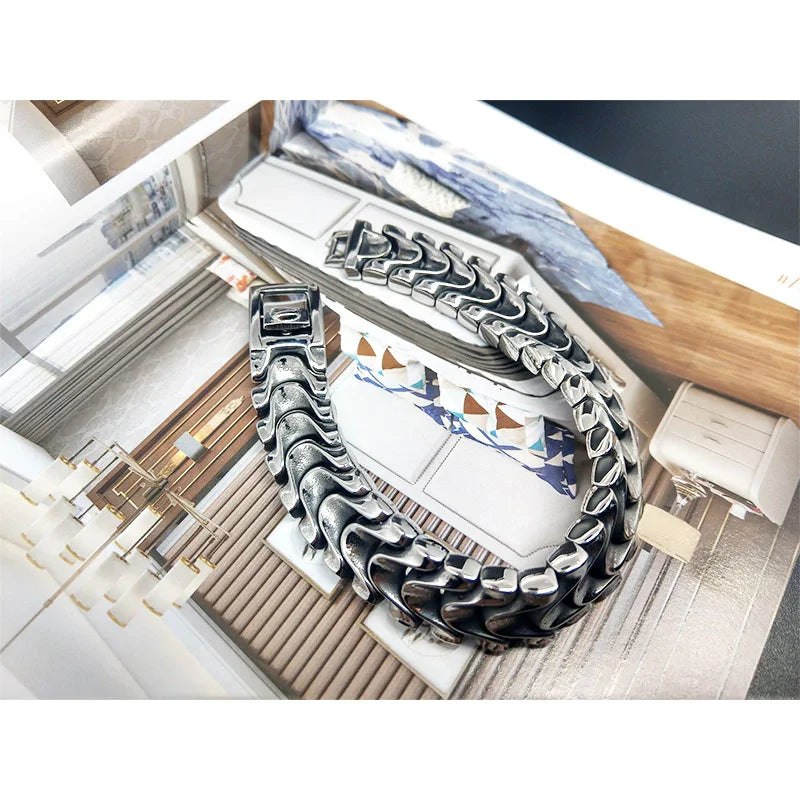 viking bracelet Jewelry cuba Men's Bracelet silver bracelet for men 8.3 inch - CIVIBUY