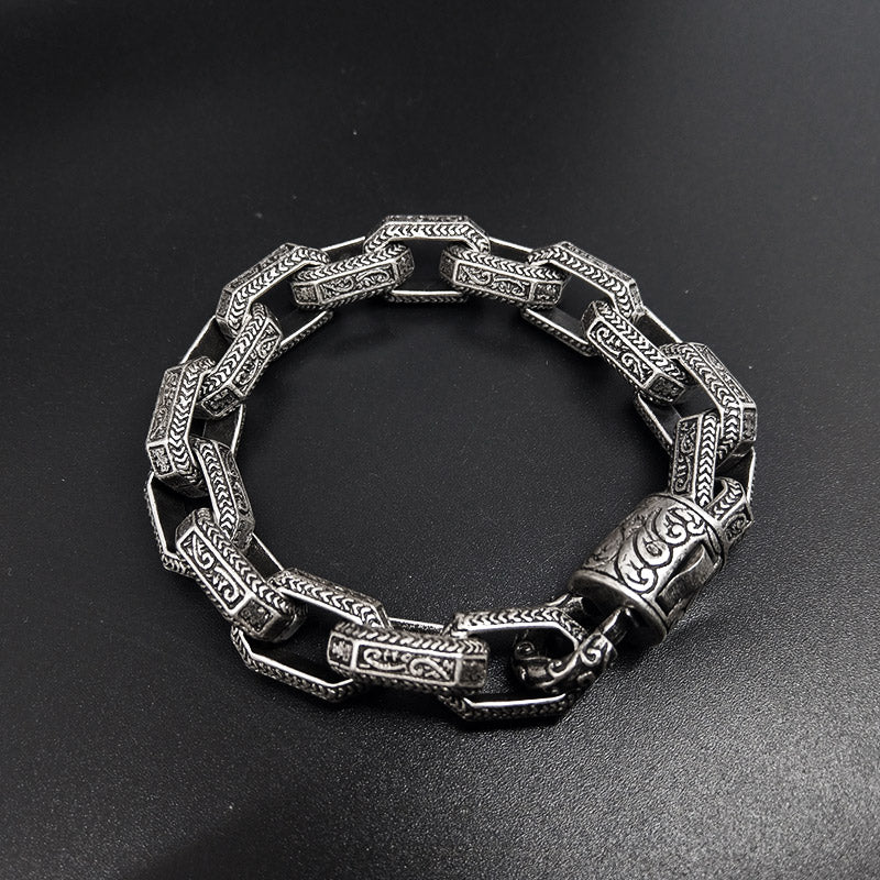 viking bracelet Jewelry Titanium Steel Men's Bracelet silver bracelet for men 9 inch - CIVIBUY