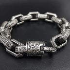 viking bracelet Jewelry Titanium Steel Men's Bracelet silver bracelet for men 9 inch - CIVIBUY